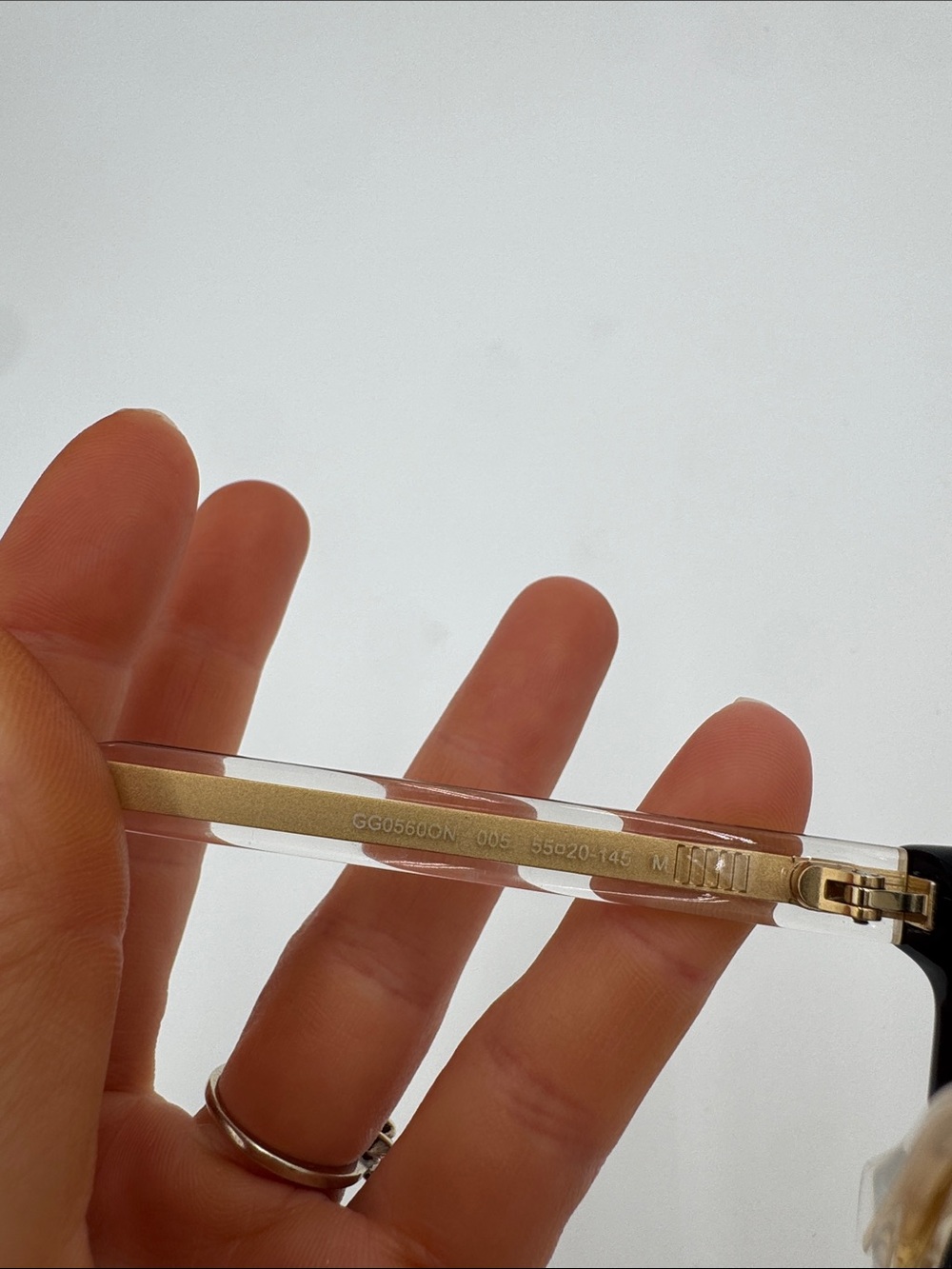 Gucci Black and Gold Rectangular Glasses - Picture 6 of 7